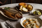 Морковный крем и копчёный творог