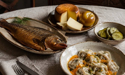 Морковный крем и копчёный творог